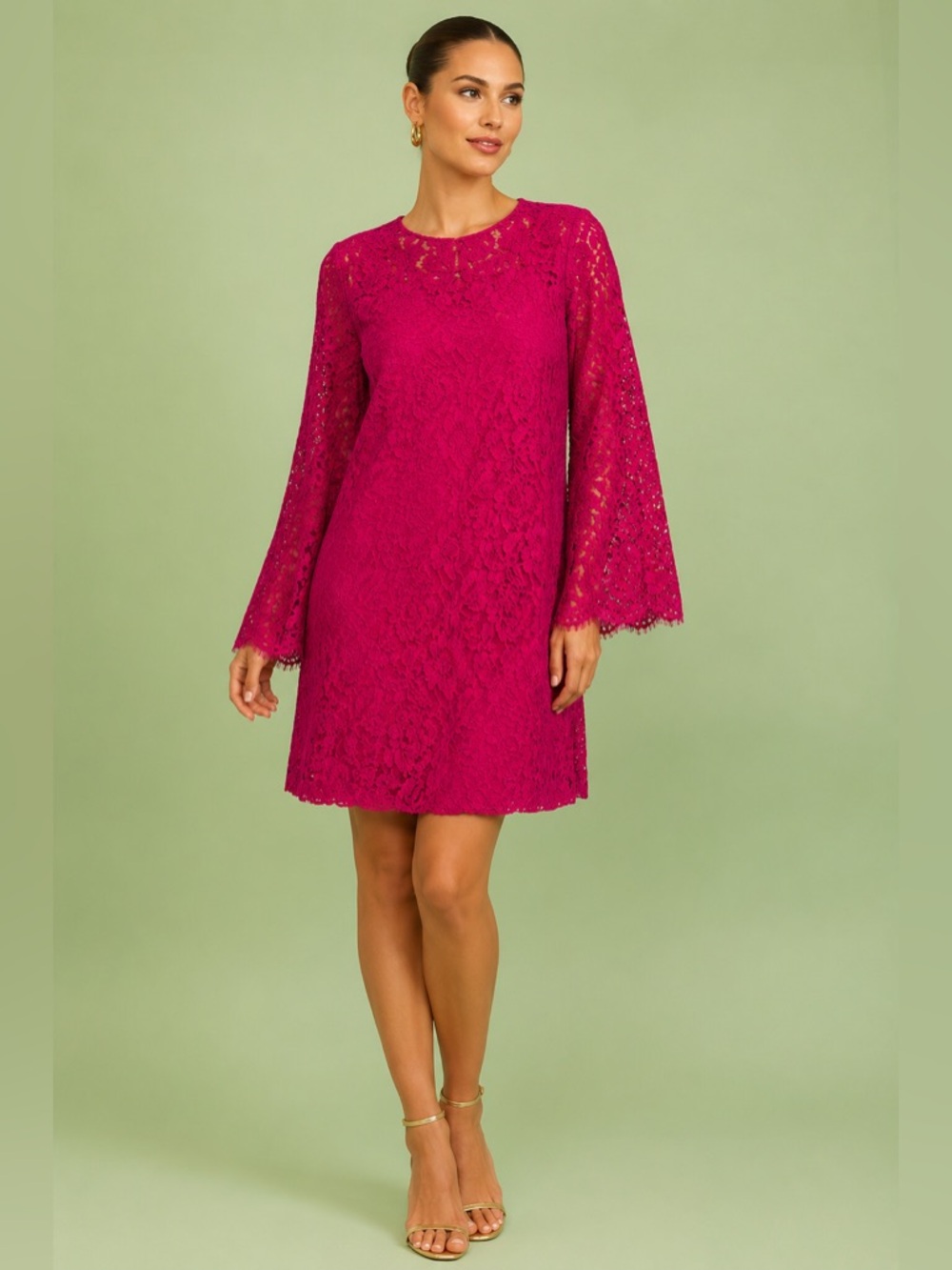 Devlin Ruby Pink Bell Sleeve Lace Dress NEW Size Small Long Sleeve